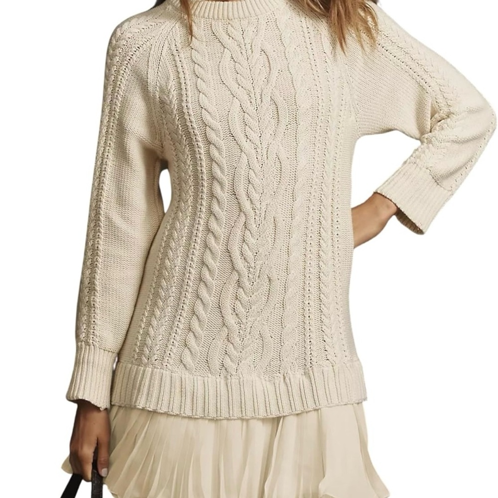 Cozy Cream Cable Knit Sweater Dress